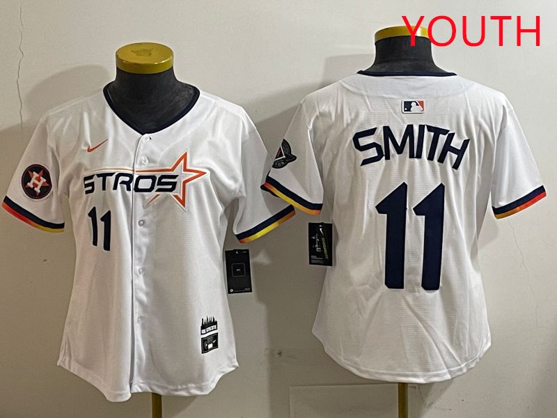 Youth Houston Astros #11 Smith White three generations Joint Name Nike 2025 MLB Jersey style 5